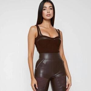 Manière De Voir Twin Strap Ribbed Bodysuit